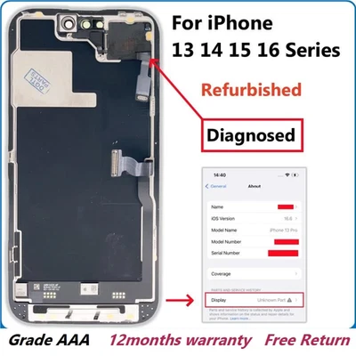 Original For iPhone 13 Mini,14,15,16 Plus Pro Max LCD Display Screen Diagnosed - Image 1 of 4