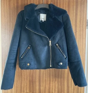 River Island Women’s Navy Faux Fur Coat. Size XS. - Picture 1 of 5