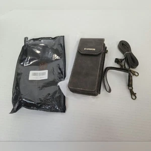 Case Me RFID Tech Wallet W/ Crossbody Strap & Phone Pocket Coffee Brown NIB - Picture 1 of 11