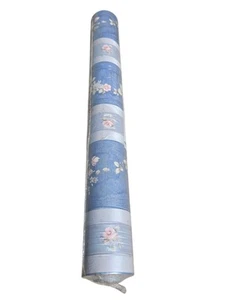 VNTG Floral Wallpaper 1 Roll Cottage Flower Vinyl Wallcoverings NEW Periwinkle - Picture 1 of 4