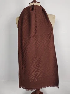FENDI echt Vintage Seide braun Kaschmir Halstuch Winterschal Schals - Bild 1 von 7