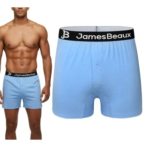 James Beaux Blue Heather 95% Bamboo Boxer Shorts - Picture 1 of 7