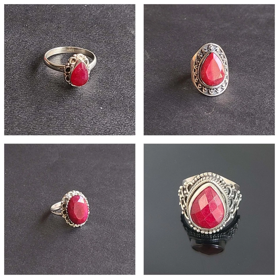 Ruby Corundum 925 Sterling Silver Handmade Ring All Sizes Christmas Gift Jewelry - Image 1 of 1