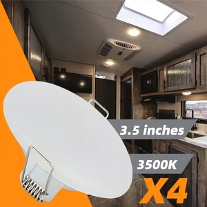 4PCS 12V 3.5" Recessed LED Lights 3500K for RV Camper Van Boat Under Cabinet - Picture 1 of 8