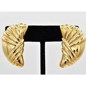 Pendientes colgantes vintage con clip dorados audaces pesados gruesos hechos en EE. UU. NUEVOS años 80 9M - Imagen 1 de 12