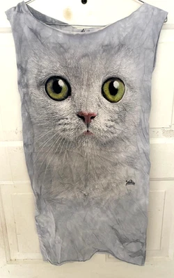 Vintage The Mountain Halloween Dress Distressed Kitten Grey White Women's S, L - Image 1 of 3