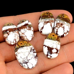 2 Sets 75Cts Natural Wild Horse Jasper Earrings & Pendant Making Gemstone #15523 - Picture 1 of 4