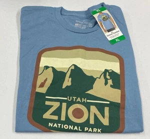GENERAL STANDARD Men's Graphic T-Shirt Tee Zion National Park Utah US, Blue, XL - Picture 1 of 7