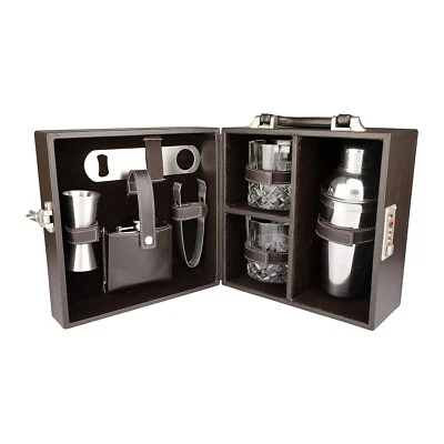 Accesorios de Bar Mini Bar Set Portátil Cuero sintético Maletín Kit de Viaje Regalo Foto 1 de 4