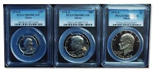 1976 Bicentennial Silver Set Quarter, Half Dollar & Dollar PR69DCAM PCGS