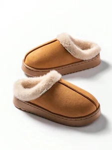 Women's Fluffy Slippers With Thick Sole, Warm Plush Lining, Anti-Slip. - Picture 1 of 7