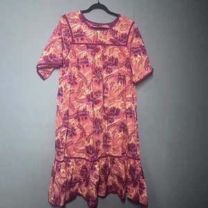 Go Softly Women's Small Multicolor Floral Patio Dress Midi Muumuu with Pockets - Picture 1 of 8