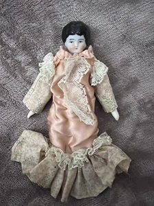 Antiker 6 Zoll Porzellankopf Puppenhaus Dame bekleidet Deutschland B3 - Bild 1 von 8