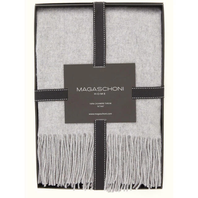 Magaschoni 100% Cashmere Heathered Flannel Throw