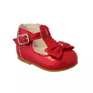 GIRLS BOW SHOES BABY-TODDLER SPANISH STYLE PRAM-FIRST WALKING PARTY/WEDDING    - Picture 1 of 22