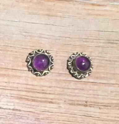 Hermosos gemelos de plata de ley 925 con piedras preciosas de amatista natural regalo para hombre Foto 1 de 4