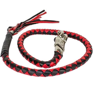 Motorcycle Get Back Whip Leather 42 Inch Long Black & Red Free Shipping - Picture 1 of 1