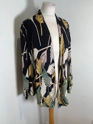 JABA open front kaftan duster kimono M L VGC pattern palm print navy - Image 1 of 4