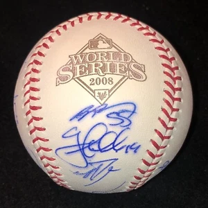 2008 World Series Philadelphia Phillies Signed Rawlings Baseball Hamels Manuel - Picture 1 of 6