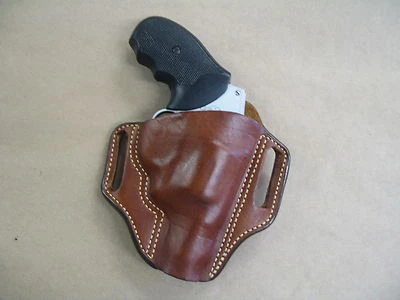 AZULA GUN HOLSTERS Charter Arms Bulldog Leather 2 Slot Molded Pancake Belt Holster CCW TAN RH