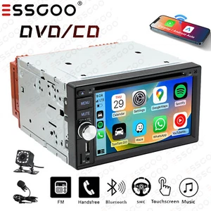 Apple CarPlay DVD/CD Car Stereo Double 2 DIN Touch Screen Head Unit SWC +MIC&CAM - Picture 1 of 15