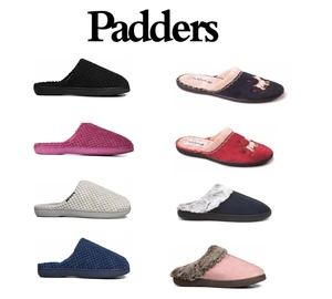 Padders Ladies Slippers 2E Fitting Open Back Memory Foam Boxed UK Size 3-8