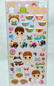 NEW-TSI KAWAII PRETTY PUFFY & COLORFUL DRESS-UP BABY STICKERS WITH BABY TOYS! - Foto 1 di 3