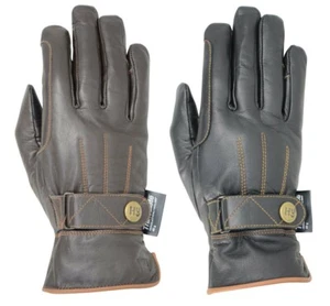 Hy Hy5 Adults Leather Thinsulate Warm Winter Riding Gloves Black/Brown XS-XL - Picture 1 of 9