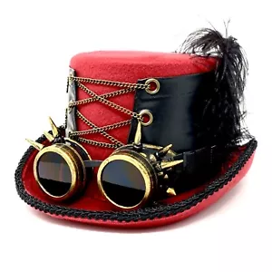 Cappello Steampunk Stile Viaggiatore del Tempo Top Hat Piuma Halloween Costume Cappello Cosplay - Foto 1 di 3