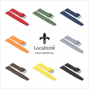 AUSVERKAUF FKM Gummi TROPISCH Sport Uhrenarmband Schnellspanner 10 Farben 18-22 mm - Bild 1 von 48