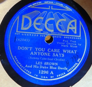 Les Brown - Don't You Care What Anyone Says / Ramona 1937 Decca 78RPM VG / VG+ - Imagen 1 de 5