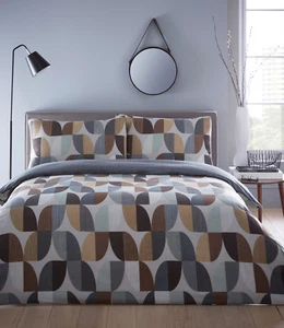 JUEGO DE CAMA FUNDA NÓRDICA CARBÓN ABSTRACTO HOJA FLORAL GRIS MARRÓN LATTE BEIGE  - Imagen 1 de 2