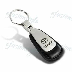 For TOYOTA Black Tear Drop Authentic Leather Key Fob Keyring Keychain Tag - Picture 1 of 1