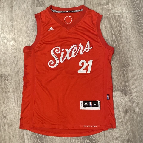 Philadelphia Sixers Swingman Jersey Joel Embiid Adidas Mens Medium +2 Length Cover