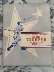 Signed (Mickey Mantle + 22 others) Program New York Yankees 1955-Authenticated - Picture 1 of 20
