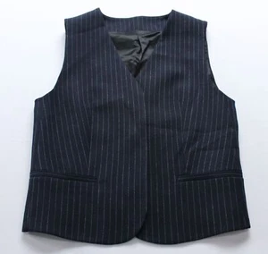 Calvin Klein Womens Pinstripe Waistcoat AR8 Night Sky/Gray Morn Stripe Size 36 - Picture 1 of 5