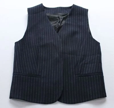 Calvin Klein Womens Pinstripe Waistcoat AR8 Night Sky/Gray Morn Stripe Size 36 - Image 1 of 4