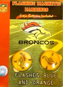 NFL Denver Broncos Earrings, NEW (Flashing Magnetic Earrings) - Picture 1 of 2