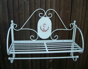 Badregal Handtuchhalter Handtuchstange Eisen weiss Landhaus inkl Versand - Bild 1 von 1