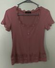Amelie Boutik Lace Trim Fitted Top Size Small
