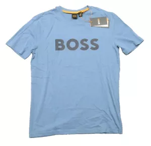 Hugo Boss Orange Label Men's Blue Thinking Logo Graphic Crew-Neck T-Shirt - Picture 1 of 3