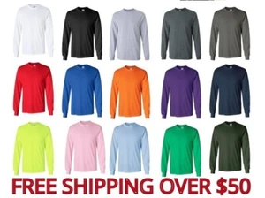 Gildan Men's Long Sleeve Ultra Cotton T-Shirt 2400 S-5XL Choose Color/Size Crew - Picture 1 of 62