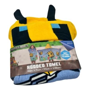 Kid's MINECRAFT Bee Hooded Towel Yellow NWT - Picture 1 of 4
