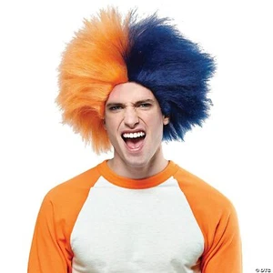 Seasonal Visions Sports Fun Wig One Size Fits Most Orange/Navy Blue Halloween - Picture 1 of 1