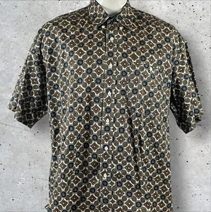 ENRO Shirt Mens XL Short Sleeve Button Up Abstract Print Rockabilly Hipster F305 - Picture 1 of 13