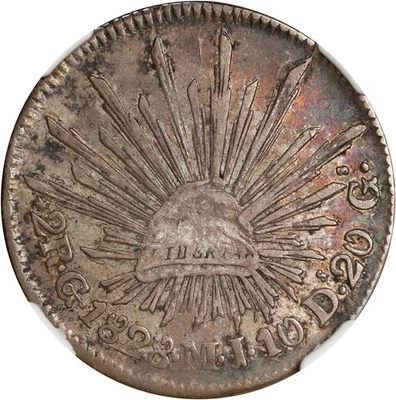 Mexico 2 Reales 1828-Go MJ Guanajuato Mint. NGC XF-40! PQ Nicely toned rare coin - Image 1 of 4