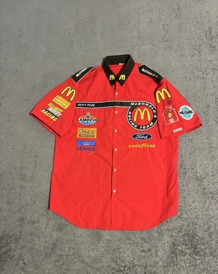 Vintage McDonald’s Simpson Pit crew Racing Button Up Shirt Size Large NASCAR - Image 1 of 4
