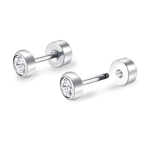 Titanium Women Flatback Earrings for Women Crystal Stud Earrings Flat Back Earri - Picture 1 of 7