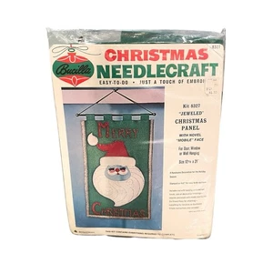 Vintage Santa  Bucilla Felt Jeweled Christmas Panel Kit 8327 NEW - Picture 1 of 2