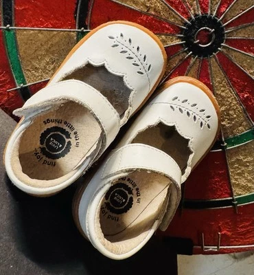 Livie & Luca 女孩 Juniper Mary Janes 白色皮革芭蕾平底女孩 5 婚礼 — 第 1/4 张图片